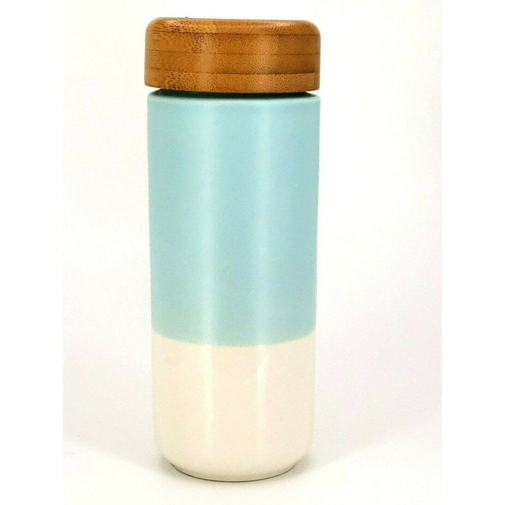 Soma Insulated Ceramic Mug with Bamboo Lid 12-ounce Mint Color